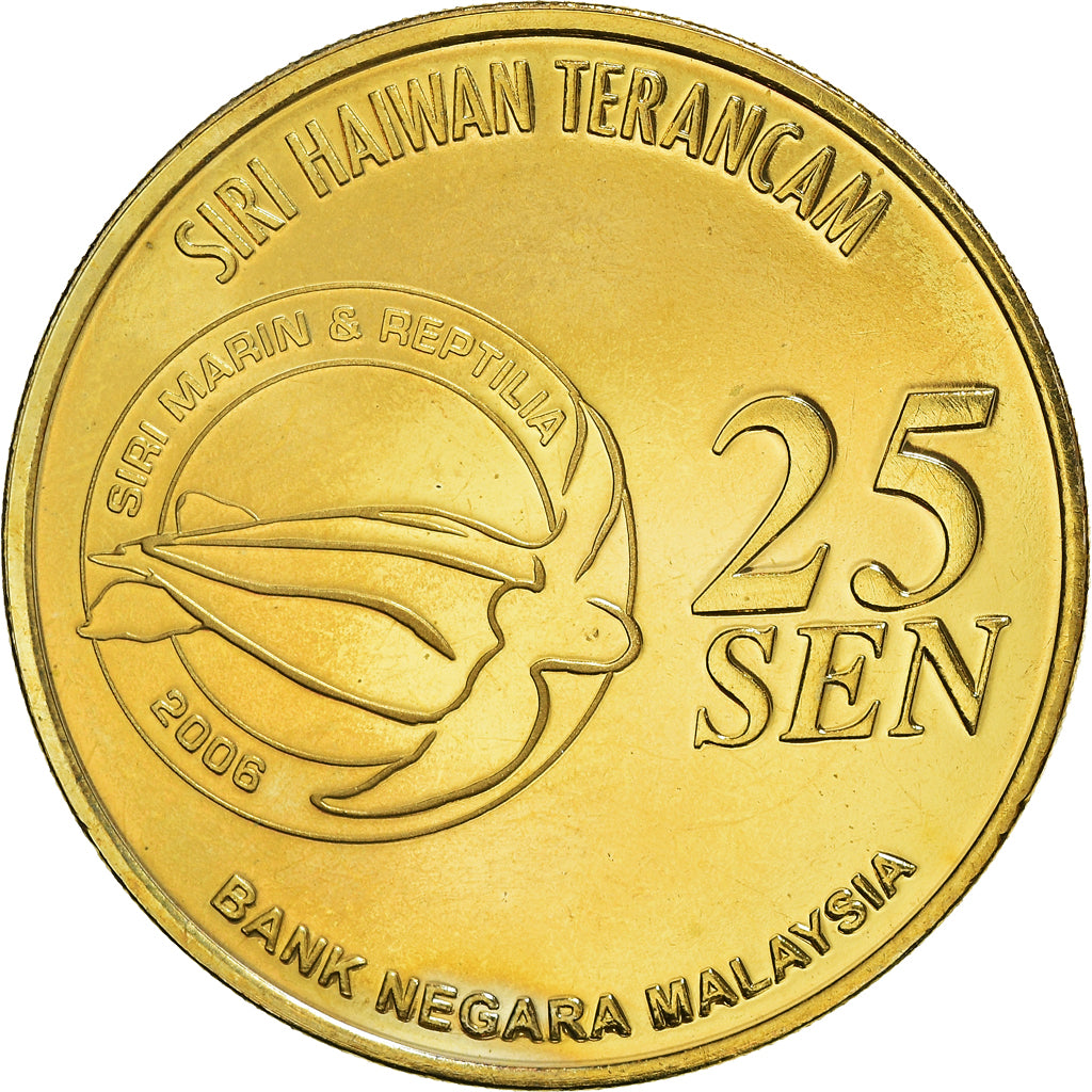Coin, Malaysia, 25 Sen, 2006, Royal Malaysian, MS(60-62), Brass, KM:106