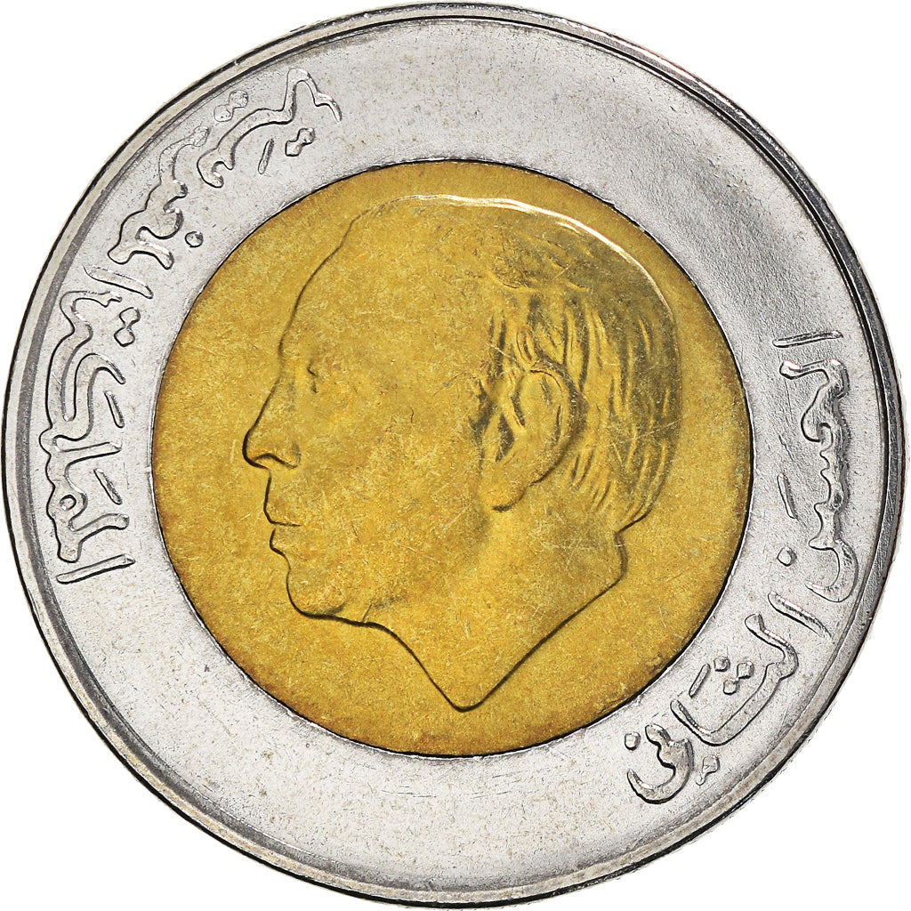 Coin, Morocco, al-Hassan II, 5 Dirhams, 1987, Paris, MS(64), Bi-Metallic, KM:82