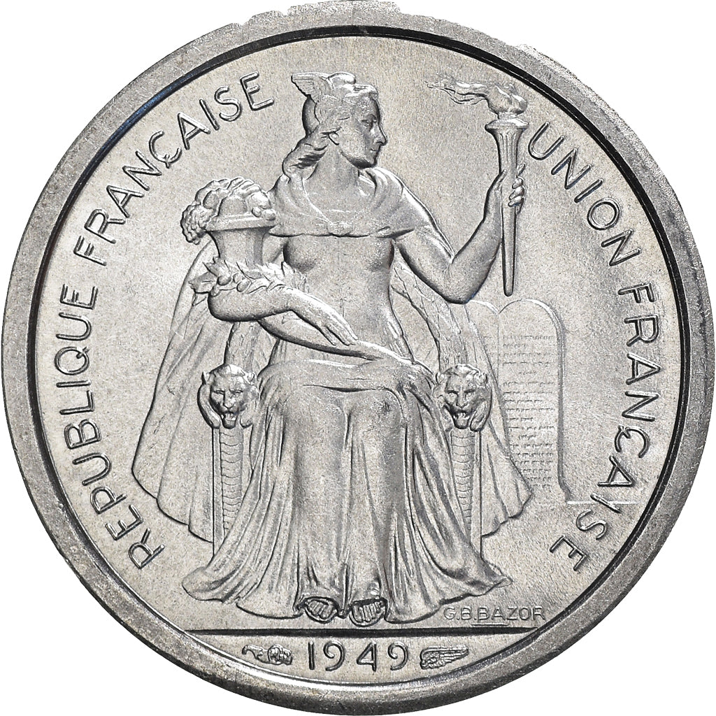 Coin, FRENCH OCEANIA, Franc, 1949, MS(65-70), Aluminum, KM:2