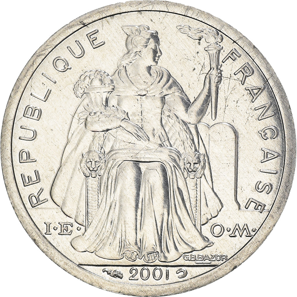 Coin, French Polynesia, Franc, 2001, Paris, MS(65-70), Aluminum, KM:11
