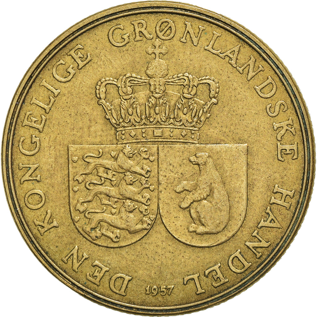 Moneda, Groenlandia, Krone, 1957, MBC+, Aluminio - bronce, KM:10
