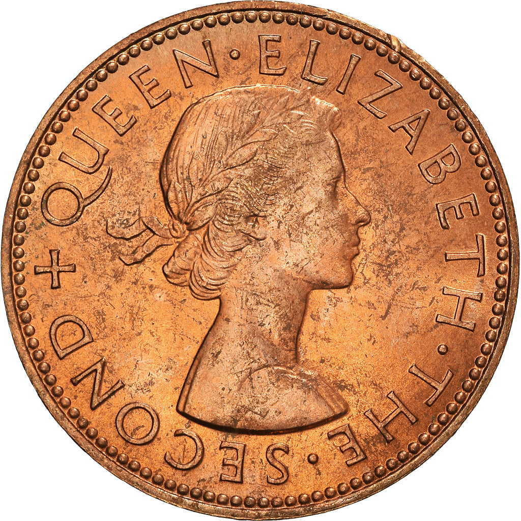 Coin, New Zealand, Elizabeth II, 1/2 Penny, 1965, MS(60-62), Bronze, KM:23.2