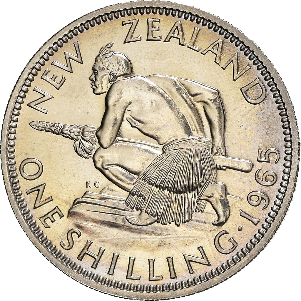 Coin, New Zealand, Elizabeth II, Shilling, 1965, MS(63), Copper-nickel, KM:27.2
