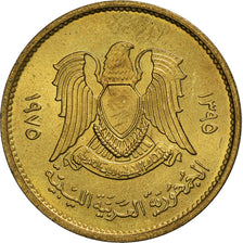 Coin, Libya, 5 Dirham, 1975, MS(63), Brass Clad Steel, KM:13