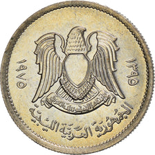 Coin, Libya, 10 Dirhams, 1975, MS(60-62), Copper-Nickel Clad Steel, KM:14