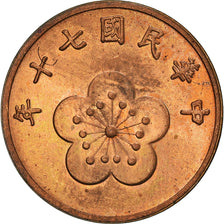 Moneda, CHINA, REPÚBLICA DE, TAIWAN, 1/2 Yuan, 1981, EBC+, Bronce, KM:550