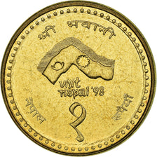 Moneta, Nepal, SHAH DYNASTY, Birendra Bir Bikram, Rupee, 1997, MS(63), Mosiądz