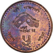 Coin, Nepal, SHAH DYNASTY, Birendra Bir Bikram, 5 Rupee, 1997, AU(55-58)