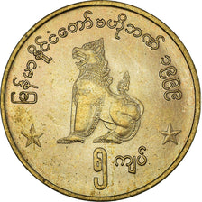 Coin, Myanmar, 5 Kyats, 1999, MS(63), Brass, KM:61