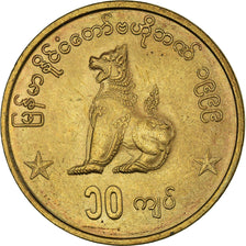 Moneda, Myanmar, 10 Kyats, 1999, EBC, Latón, KM:62