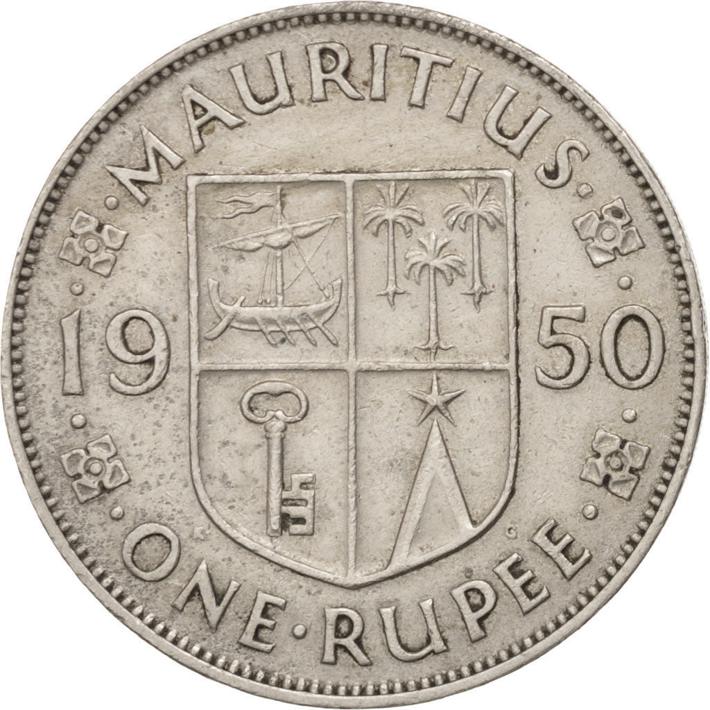 Coin, Mauritius, George VI, Rupee, 1950, EF(40-45), Copper-nickel, KM:29.1