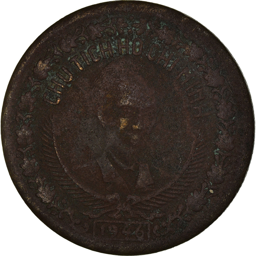 Coin, Vietnam, 2 Dông, 1946, VF(20-25), Bronze, KM:4