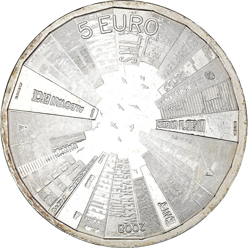 Netherlands, 5 Euro, 2008, Utrecht, AU(50-53), Silver Plated Copper, KM:279a