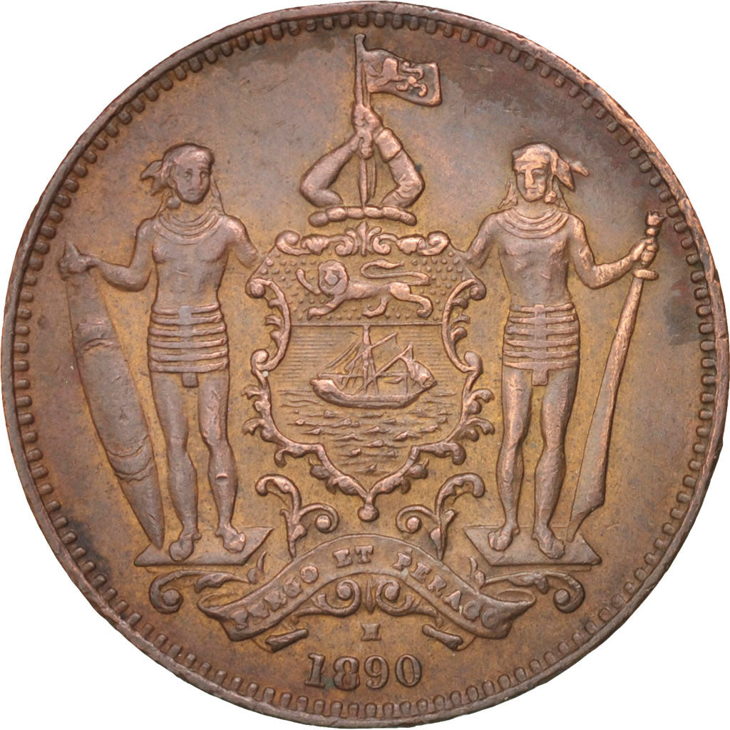 BRITISH NORTH BORNEO, Cent, Heaton, KM #2, AU(50-53), Bronze, 29.6, 9.28