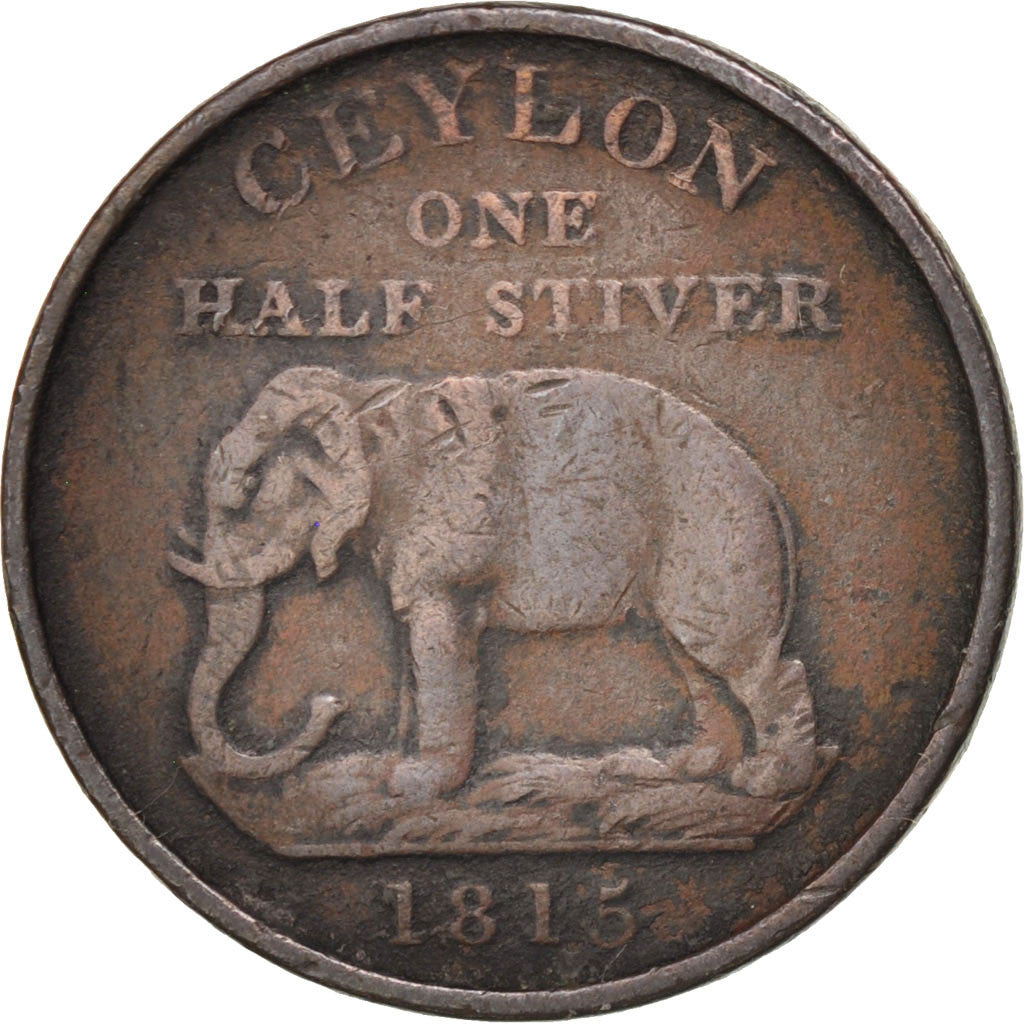 Coin, Ceylon, 1/2 Stiver, 1815, VF(30-35), Copper, KM:80