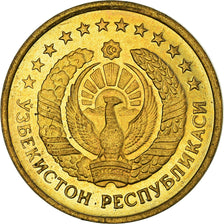 Coin, Uzbekistan, Tiyin, 1994, MS(60-62), Brass Clad Steel, KM:1.1