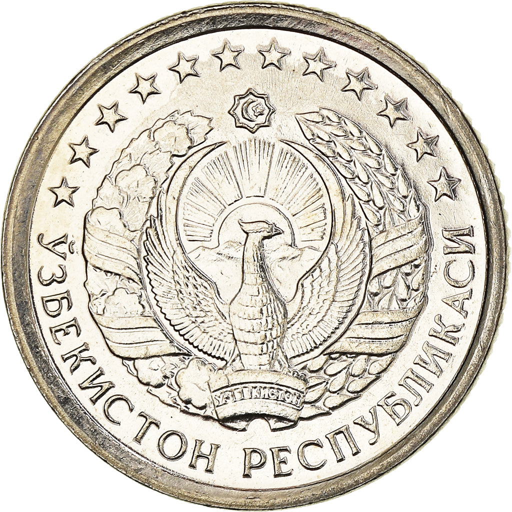 Moneda, Uzbekistán, 10 Tiyin, 1994, SC, Níquel recubierto de acero, KM:4.2