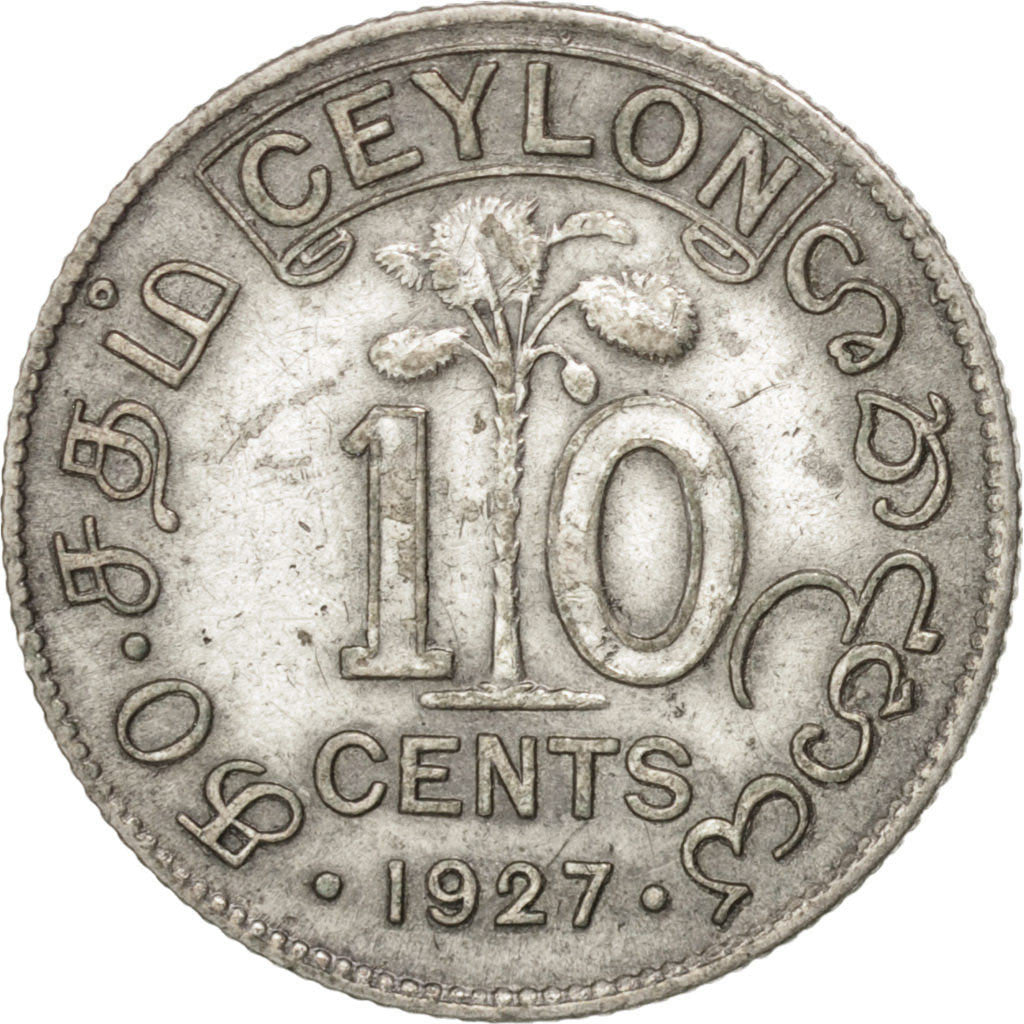 Ceylon, George V, 10 Cents, 1927, MB+, Argento, KM:104a