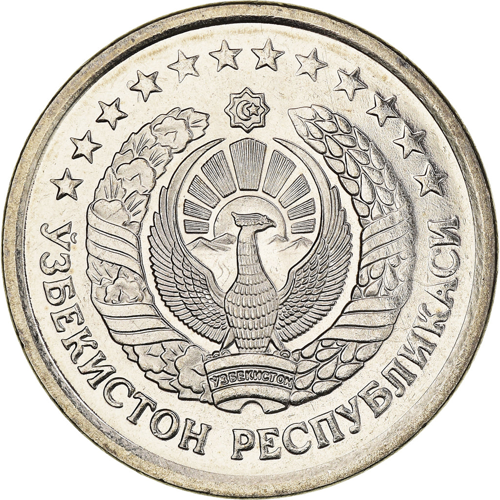 Moneta, Uzbekistan, 10 Som, 1997, MS(63), Nikiel powlekany stalą, KM:10