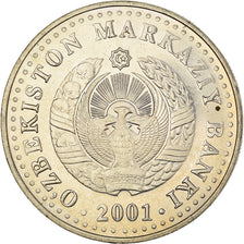 Moneta, Uzbekistan, 50 Som, 2001, AU(55-58), Nikiel powlekany stalą, KM:15