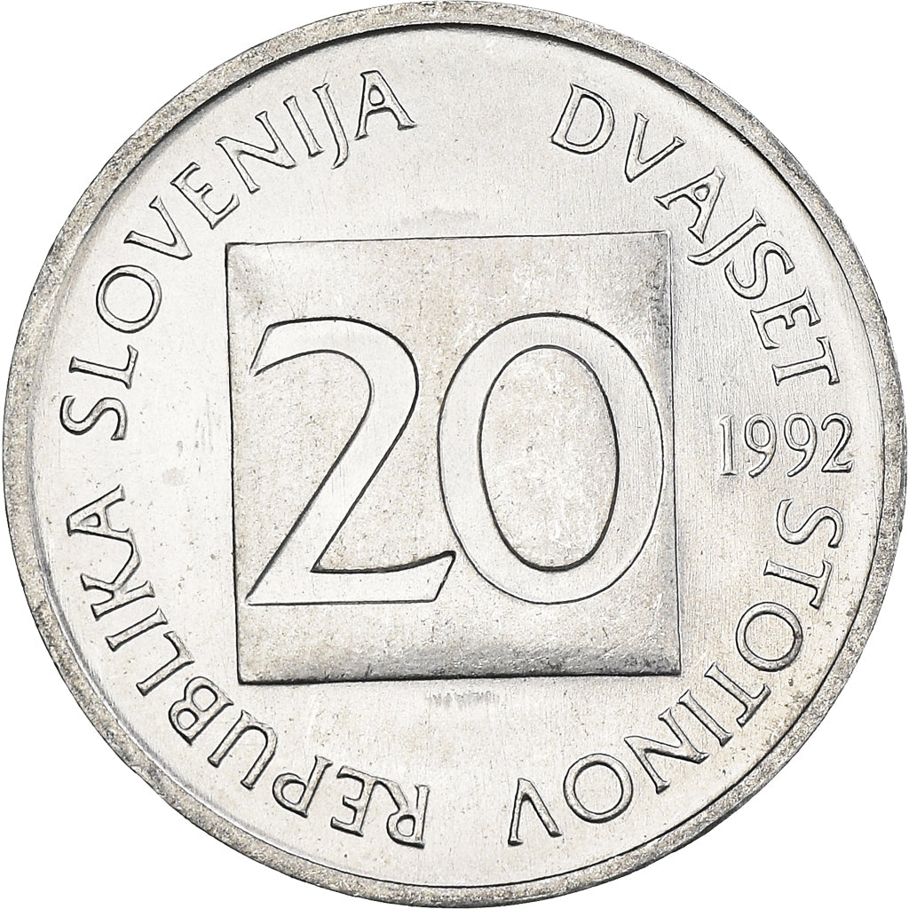 Coin, Slovenia, 20 Stotinov, 1992, MS(60-62), Aluminum, KM:8