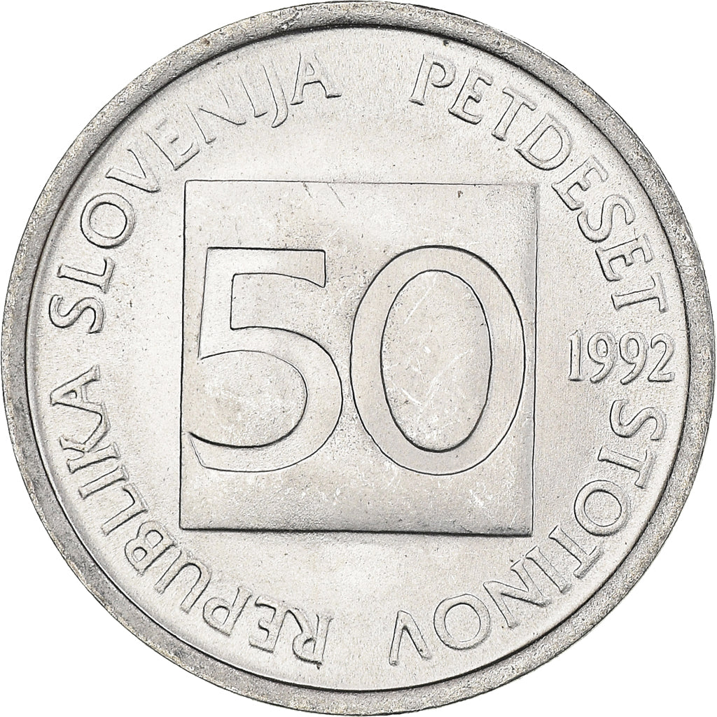 Coin, Slovenia, 50 Stotinov, 1992, MS(65-70), Aluminum, KM:3