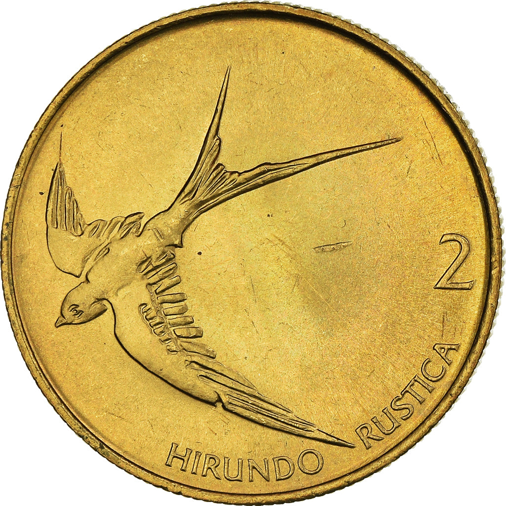 Coin, Slovenia, 2 Tolarja, 1992, MS(63), Nickel-brass, KM:5