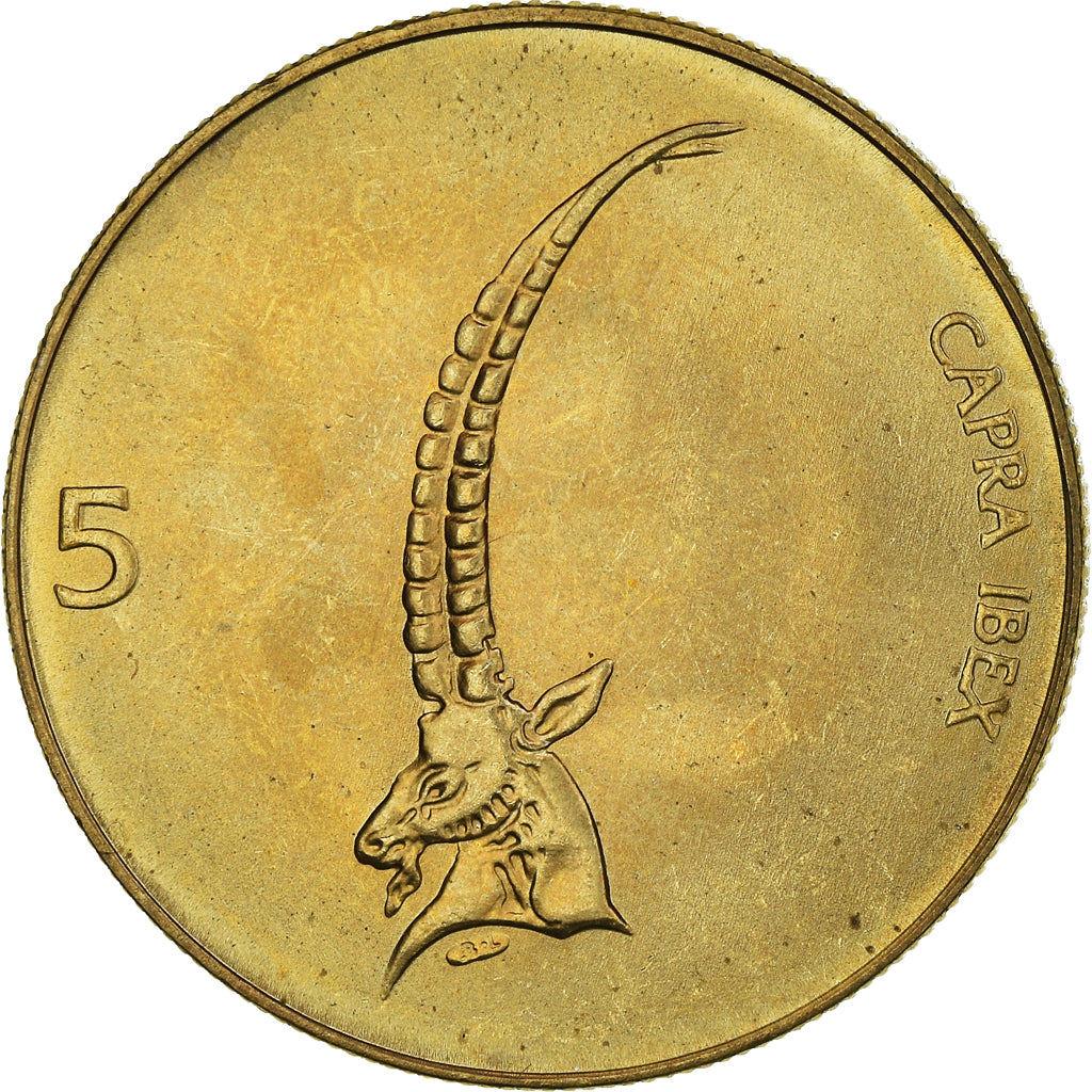 Coin, Slovenia, 5 Tolarjev, 1992, MS(64), Nickel-brass, KM:6