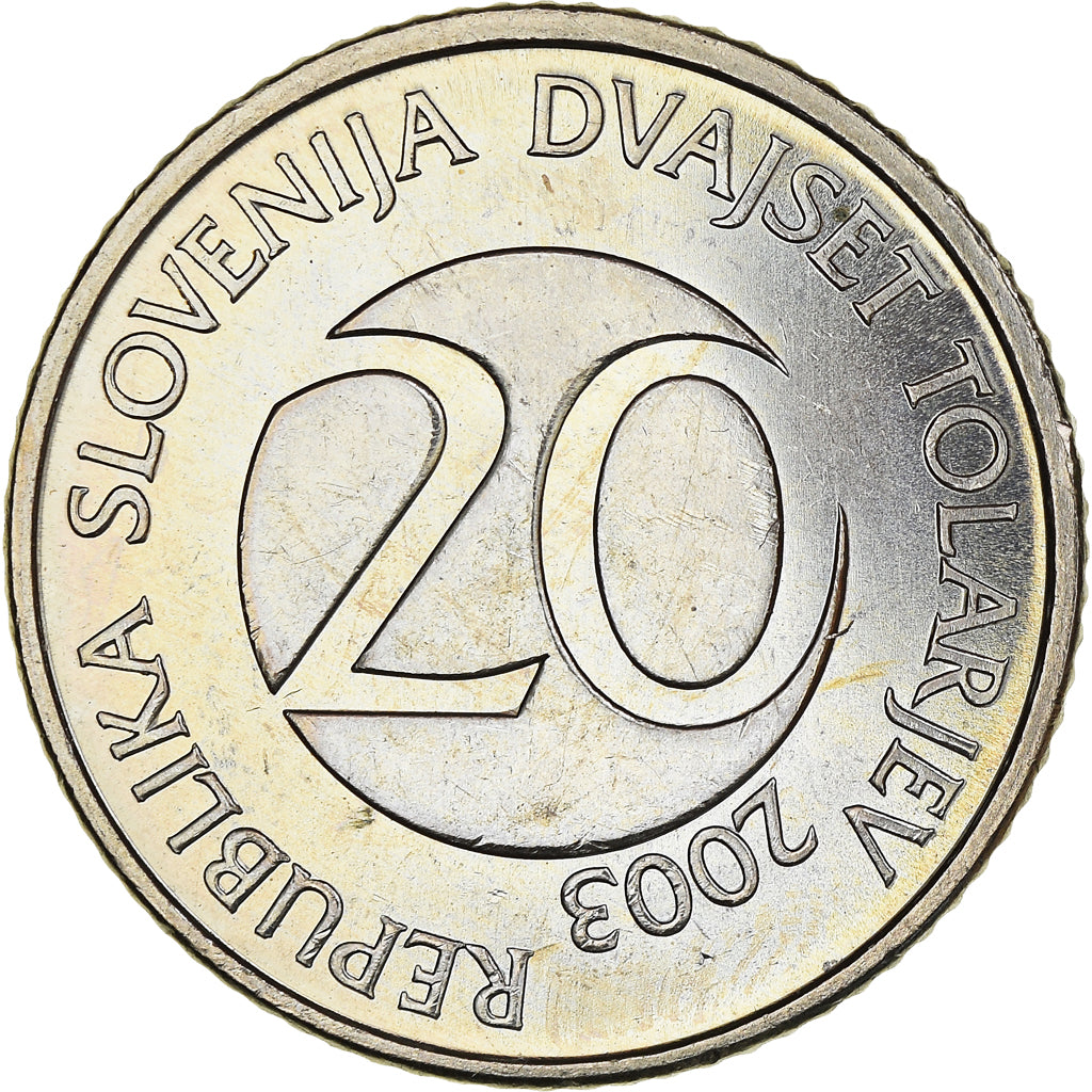 Coin, Slovenia, 20 Tolarjev, 2003, Kremnica, MS(60-62), Copper-nickel, KM:51