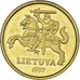 Moeda, Lituânia, 10 Centu, 1997, MS(60-62), Níquel-Latão, KM:106