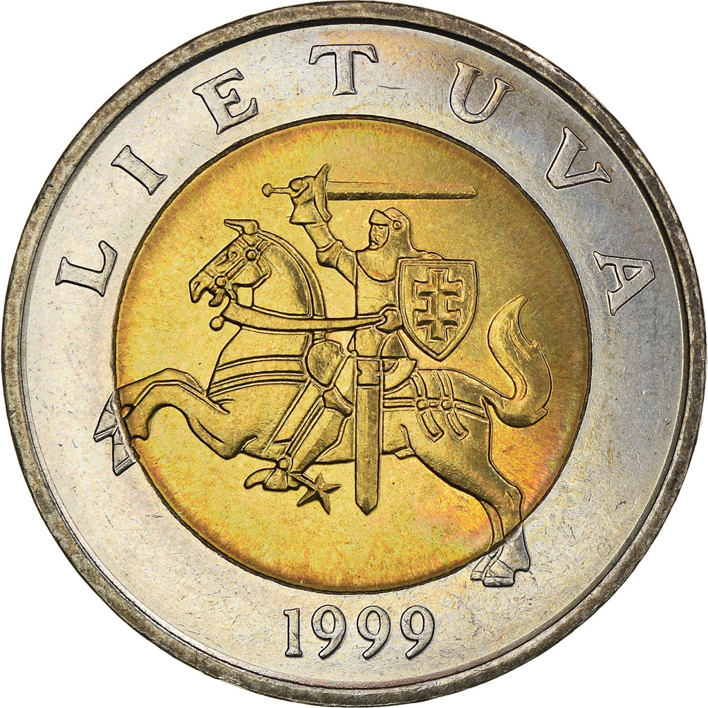 Coin, Lithuania, 5 Litai, 1999, MS(63), Bi-Metallic, KM:113