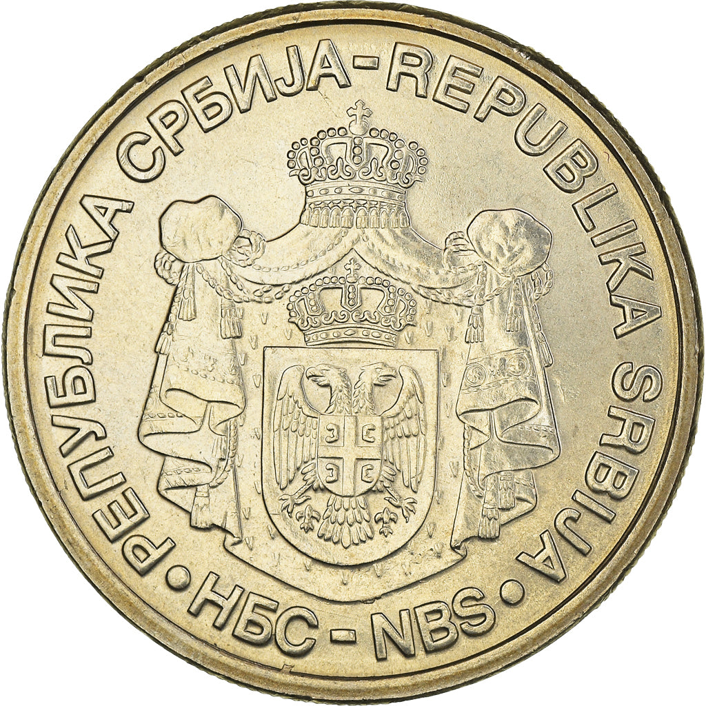 Coin, Serbia, 20 Dinara, 2006, AU(55-58), Copper-Nickel-Zinc, KM:42