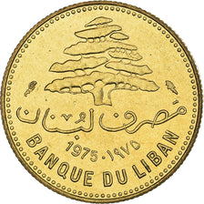 Coin, Lebanon, 5 Piastres, 1975, MS(63), Nickel-brass, KM:25.2
