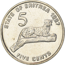 Coin, Eritrea, 5 Cents, 1997, MS(60-62), Nickel Clad Steel, KM:44