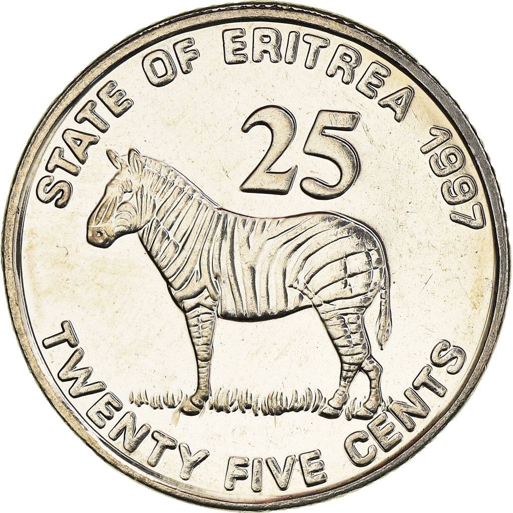 Coin, Eritrea, 25 Cents, 1997, MS(63), Nickel Clad Steel, KM:46