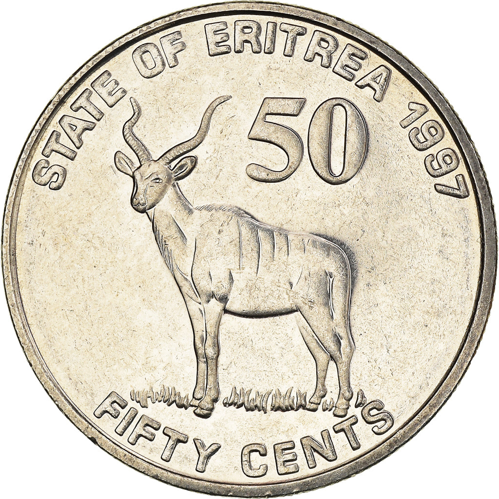 Coin, Eritrea, 50 Cents, 1997, MS(60-62), Nickel Clad Steel, KM:47