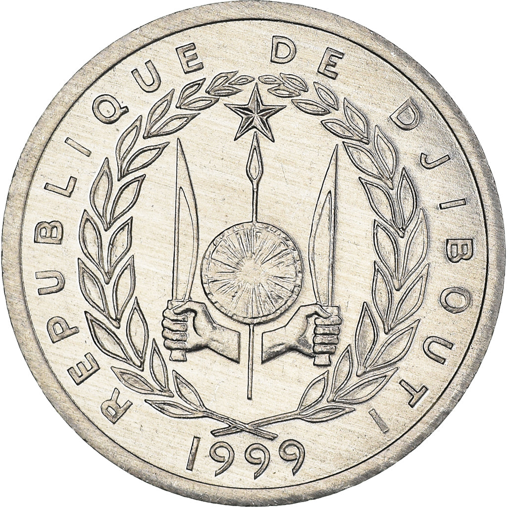 Coin, Djibouti, Franc, 1999, Paris, MS(63), Aluminum, KM:20
