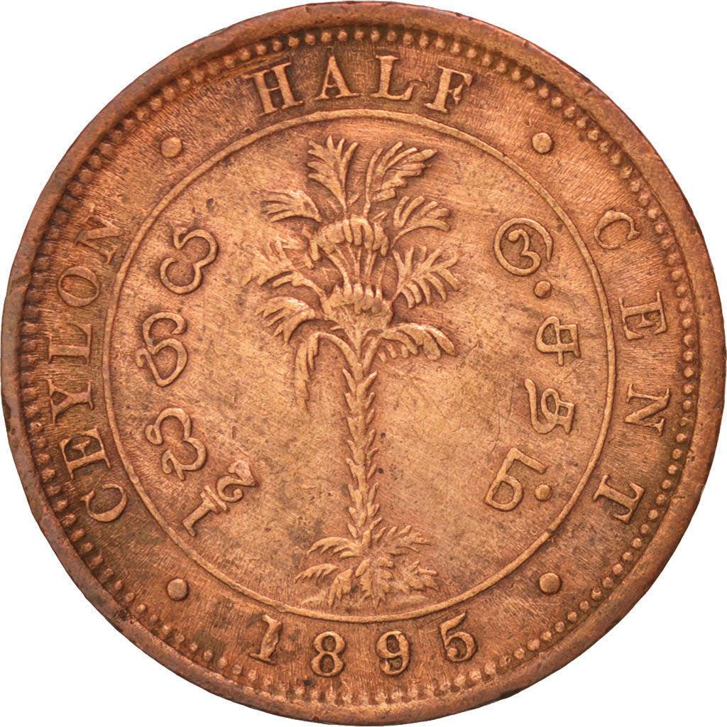 Ceylon, Victoria, 1/2 Cent, 1895, BB, Rame, KM:91