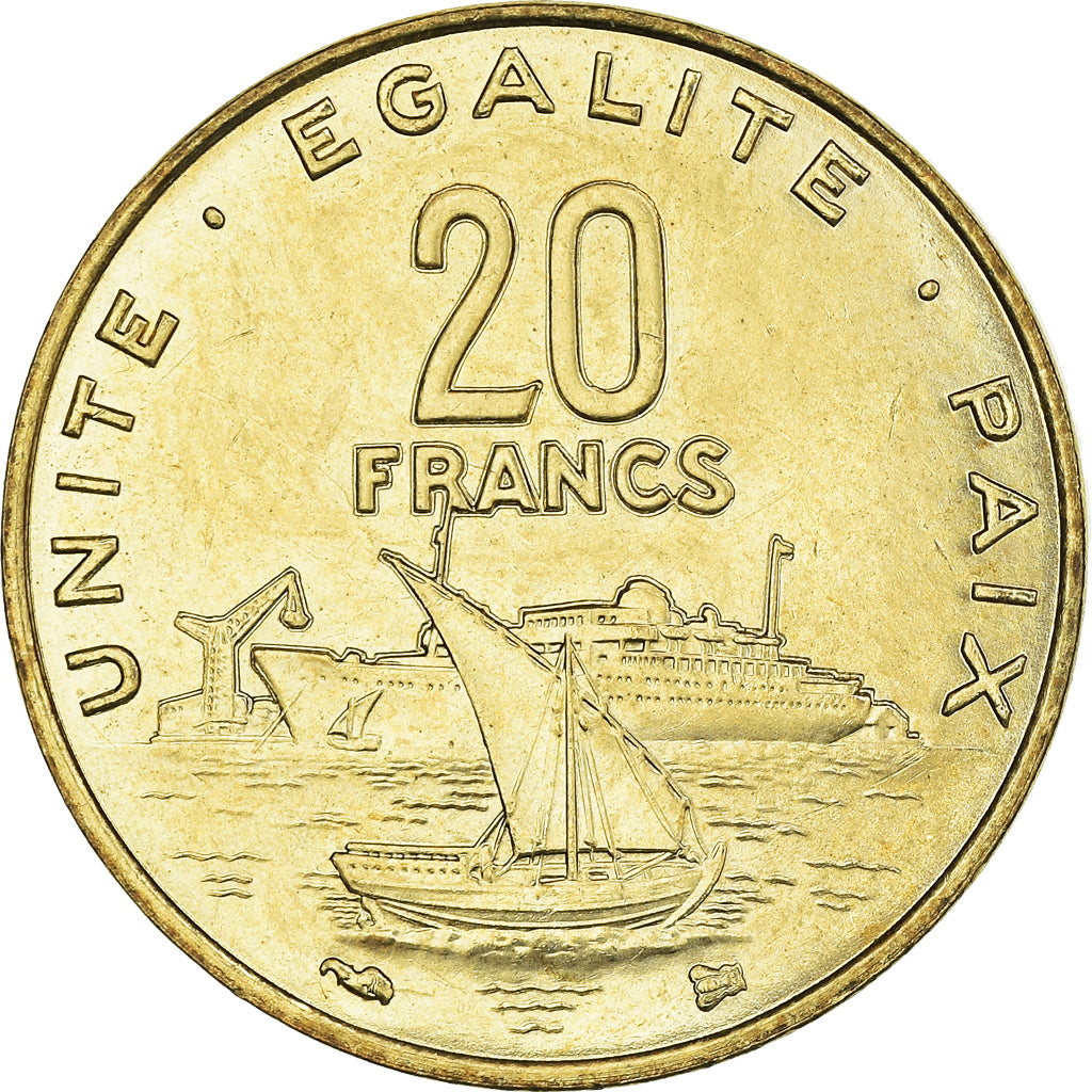 Coin, Djibouti, 20 Francs, 1999, Paris, MS(63), Aluminum-Bronze, KM:24