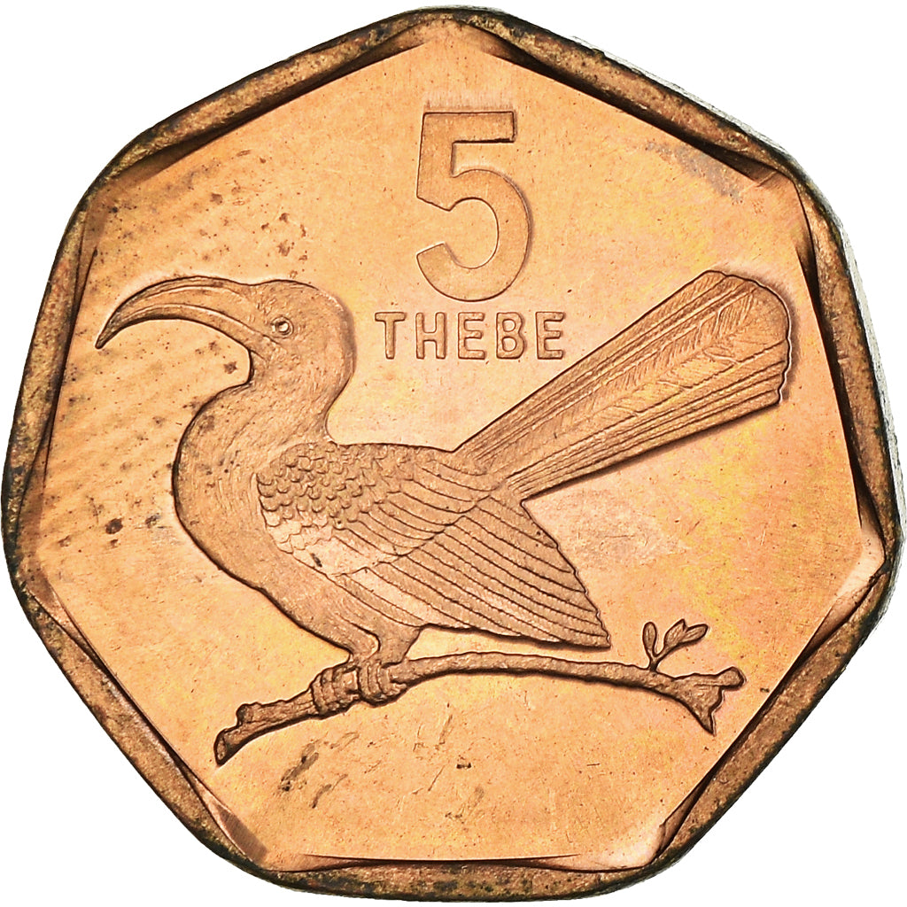 Coin, Botswana, 5 Thebe, 1998, British Royal Mint, AU(55-58), Copper Plated