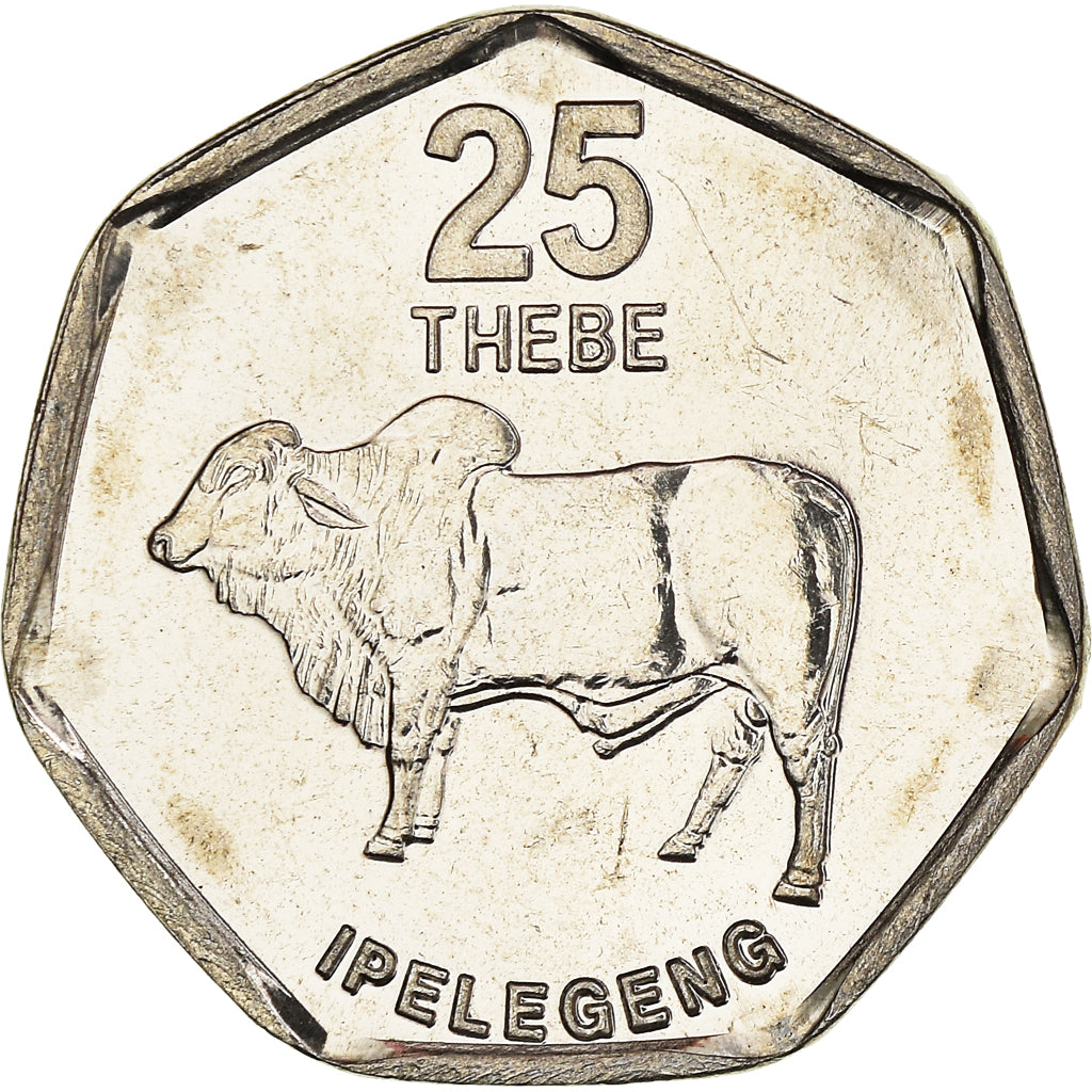 Monnaie, Botswana, 25 Thebe, 1999, British Royal Mint, SUP+, Nickel plaqué