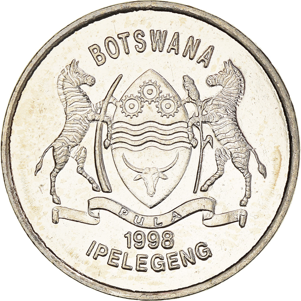 Coin, Botswana, 50 Thebe, 1998, British Royal Mint, AU(55-58), Nickel plated
