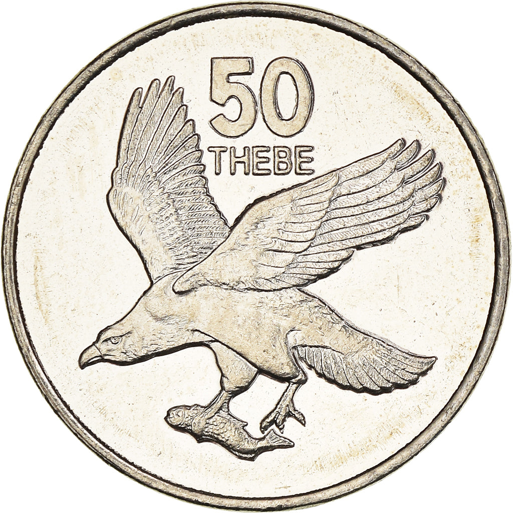 Coin, Botswana, 50 Thebe, 1998, British Royal Mint, AU(55-58), Nickel plated