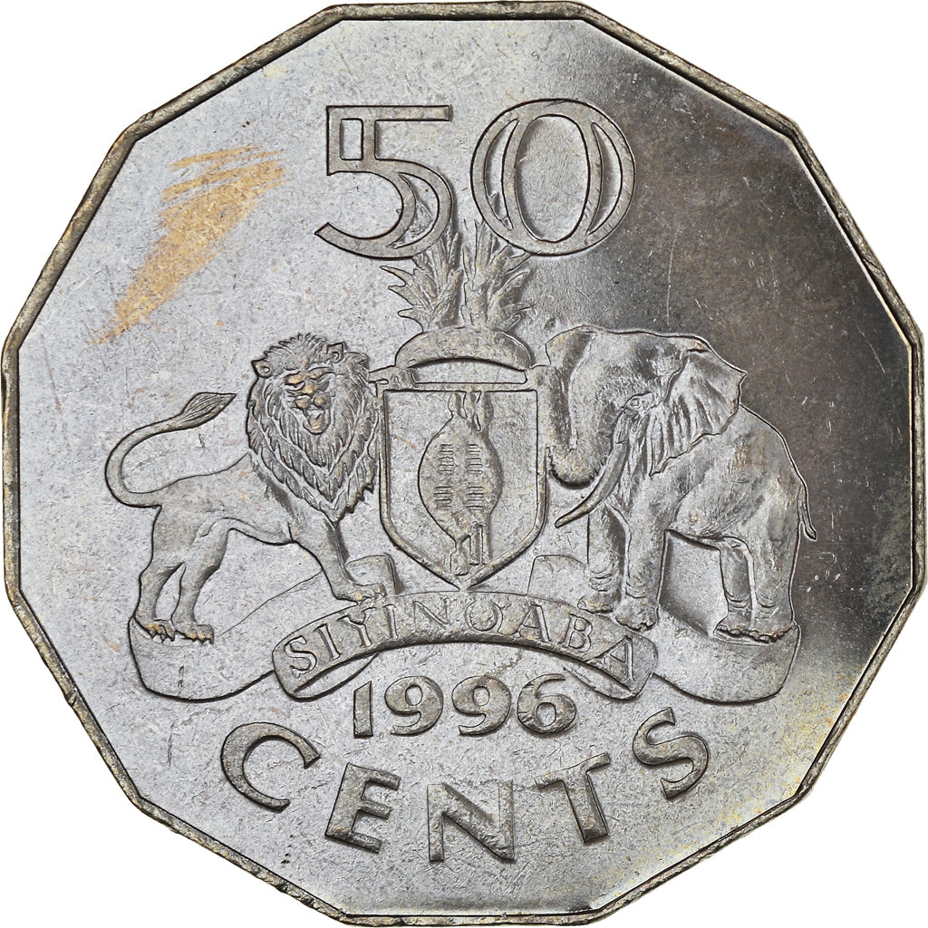 Coin, Swaziland, King Msawati III, 50 Cents, 1996, British Royal Mint