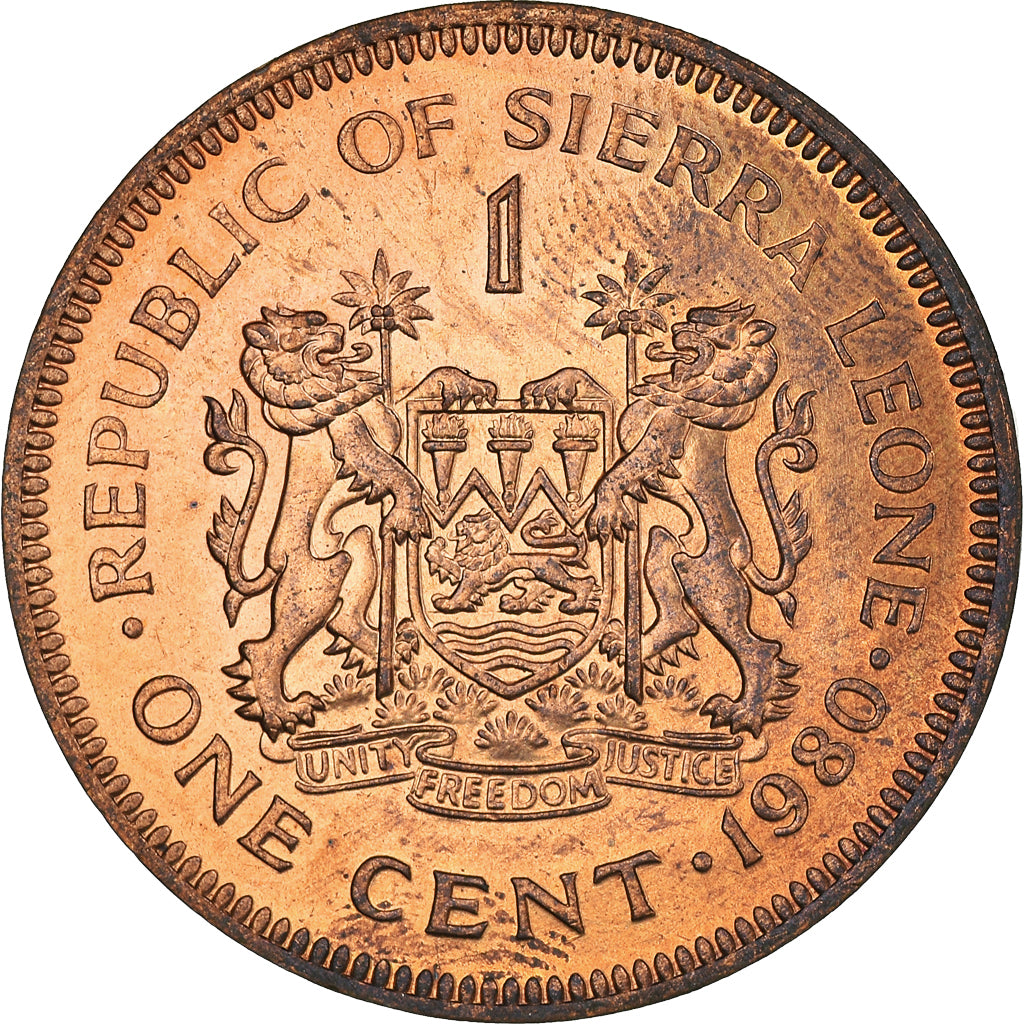 Coin, Sierra Leone, Cent, 1980, MS(60-62), Bronze, KM:32
