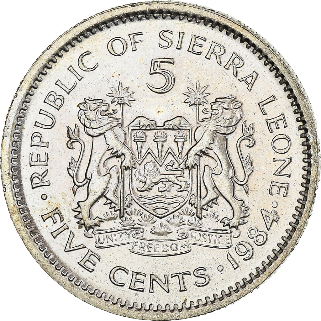 Coin, Sierra Leone, 5 Cents, 1984, MS(64), Copper-nickel, KM:33