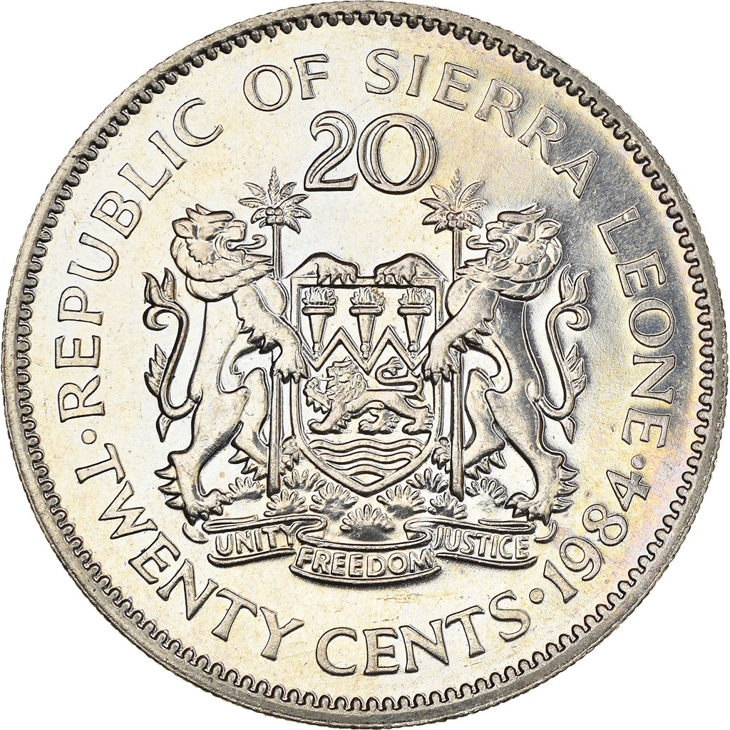 Coin, Sierra Leone, 20 Cents, 1984, MS(64), Copper-nickel, KM:30