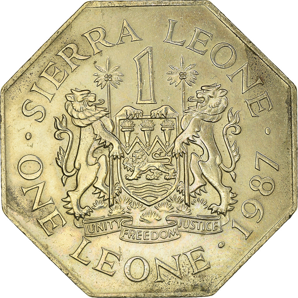 Coin, Sierra Leone, Leone, 1987, AU(55-58), Nickel-Bronze, KM:43