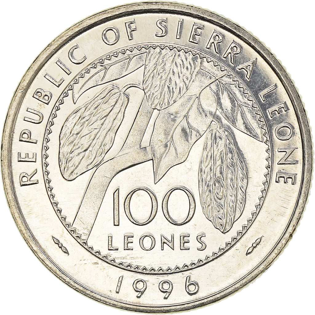 Coin, Sierra Leone, 100 Leones, 1996, AU(55-58), Nickel Bonded Steel, KM:46