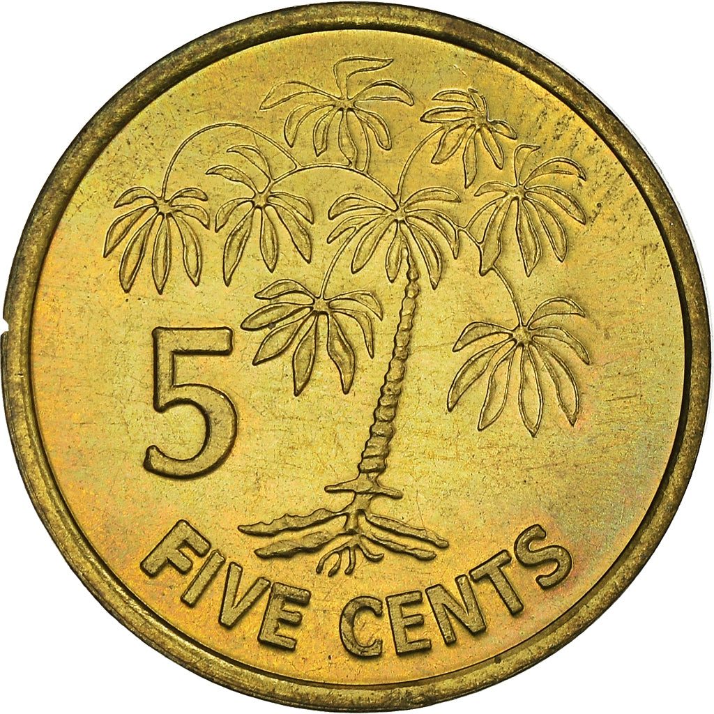 Coin, Seychelles, 5 Cents, 2000, British Royal Mint, MS(65-70), Brass, KM:47.2